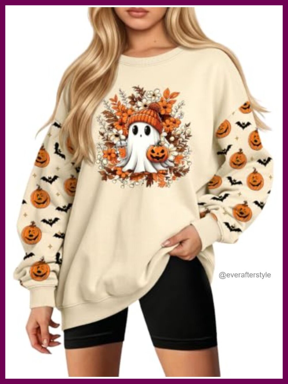 Oversized Halloween Sweatshirt Women Cute Ghost Pumpkin Pullover Fleece